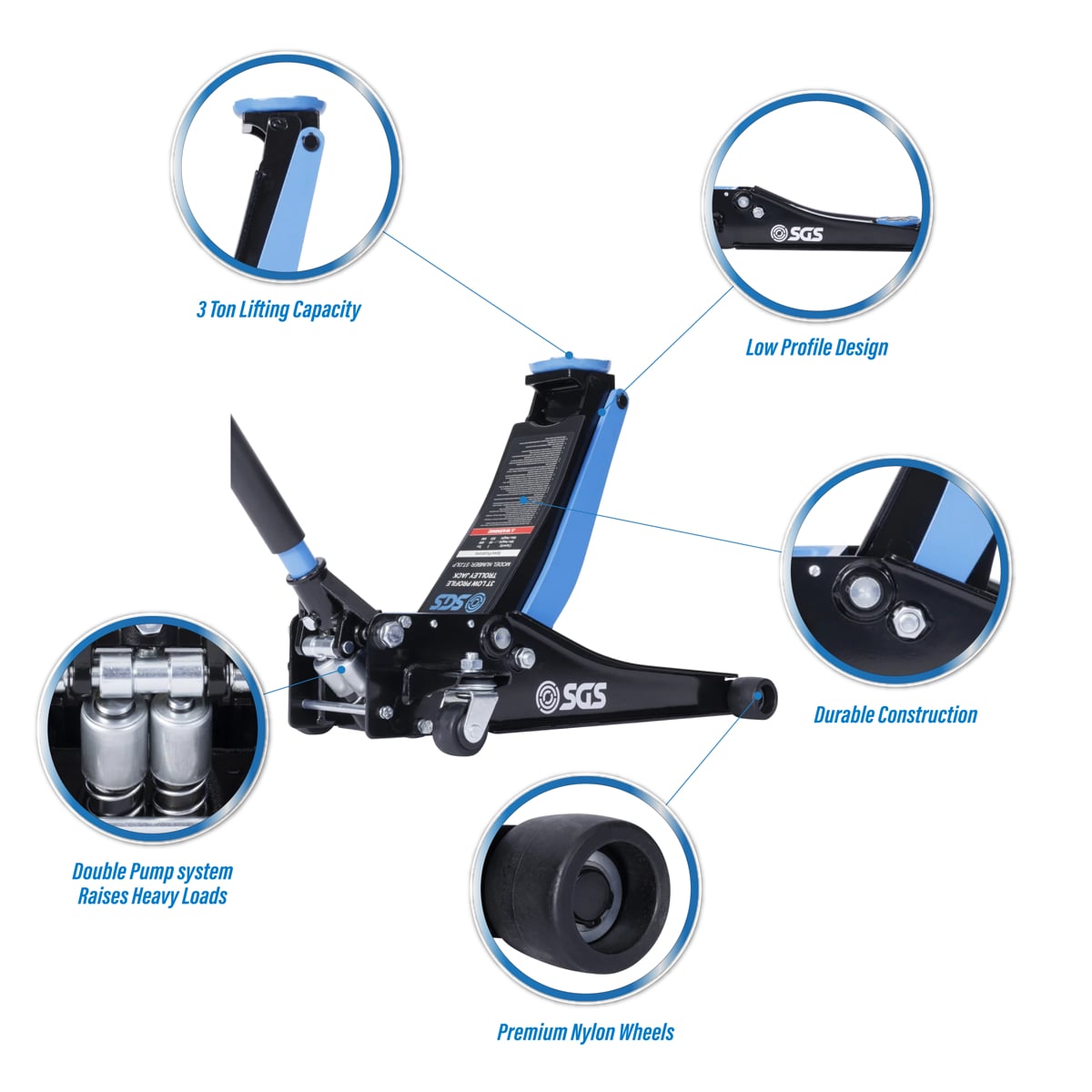 SGS 3 Tonne Low Profile Trolley Jack